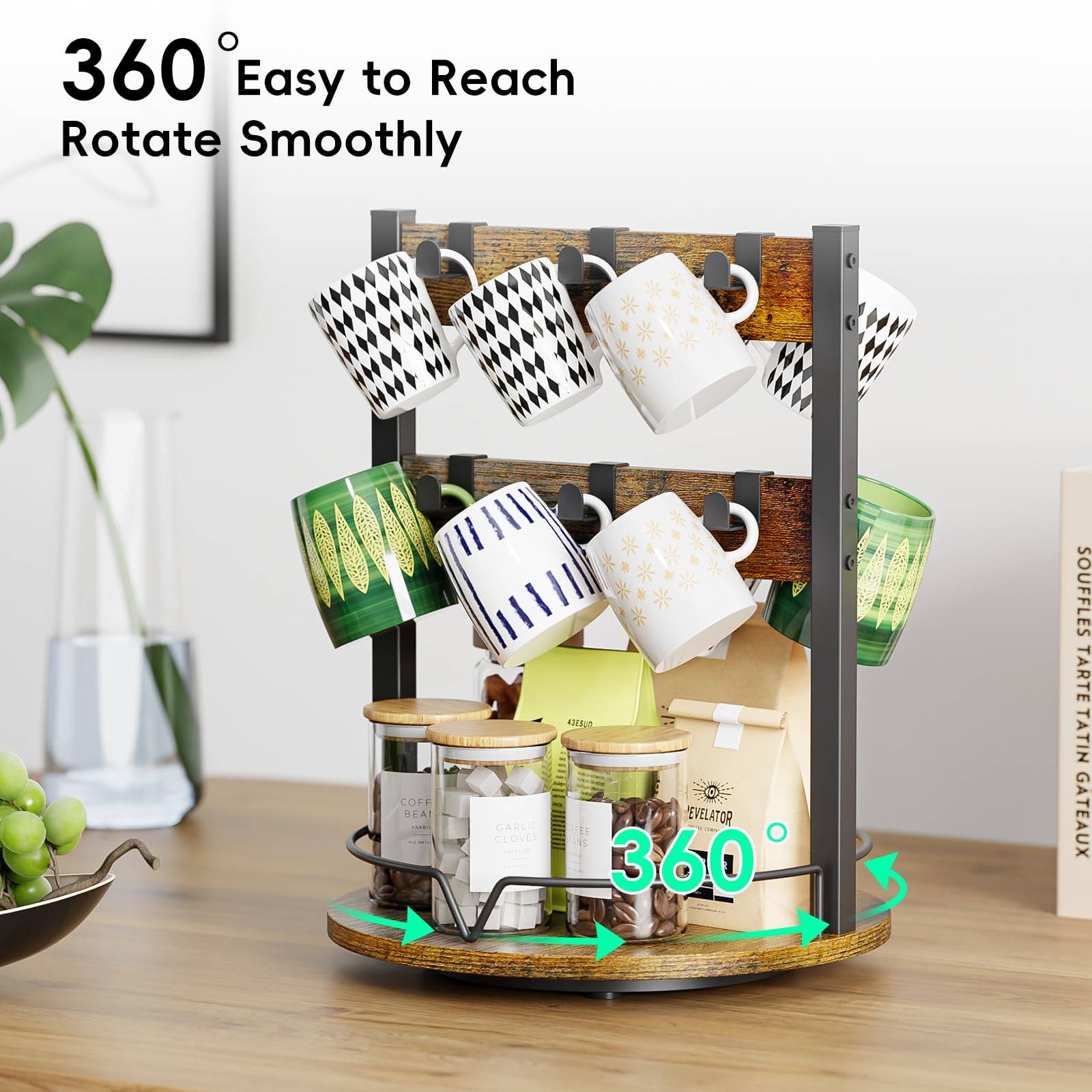 KLM mug holder rotating base detail demonstrating smooth 360 degree access