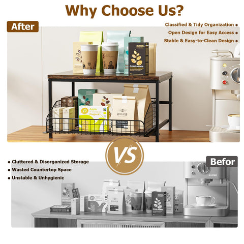 KLM action photo of sliding basket pulled out for quick access and reduced countertop clutter benefit