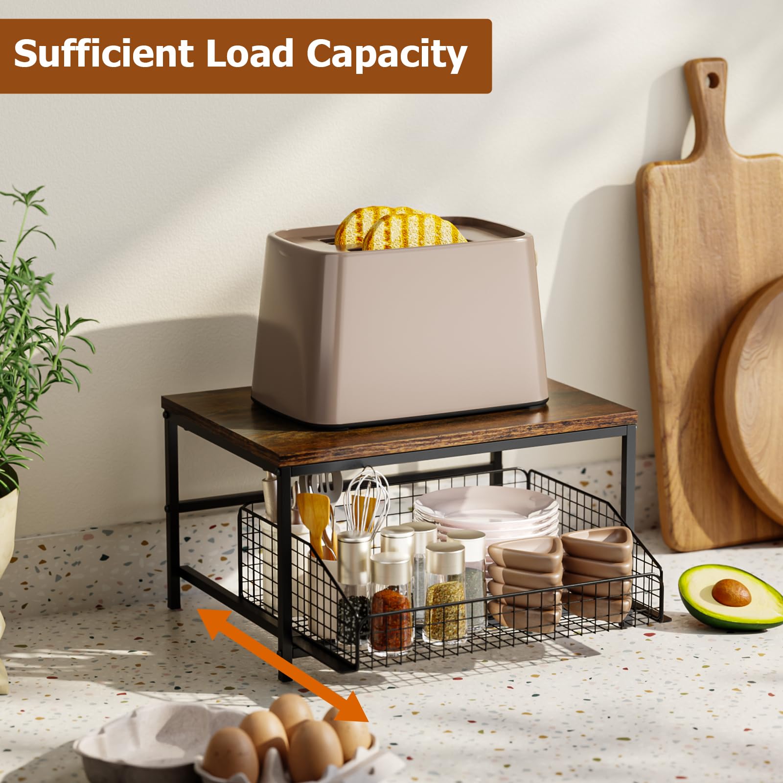 KLM scale comparison with spice jars illustrating capacity and neat arrangement benefit