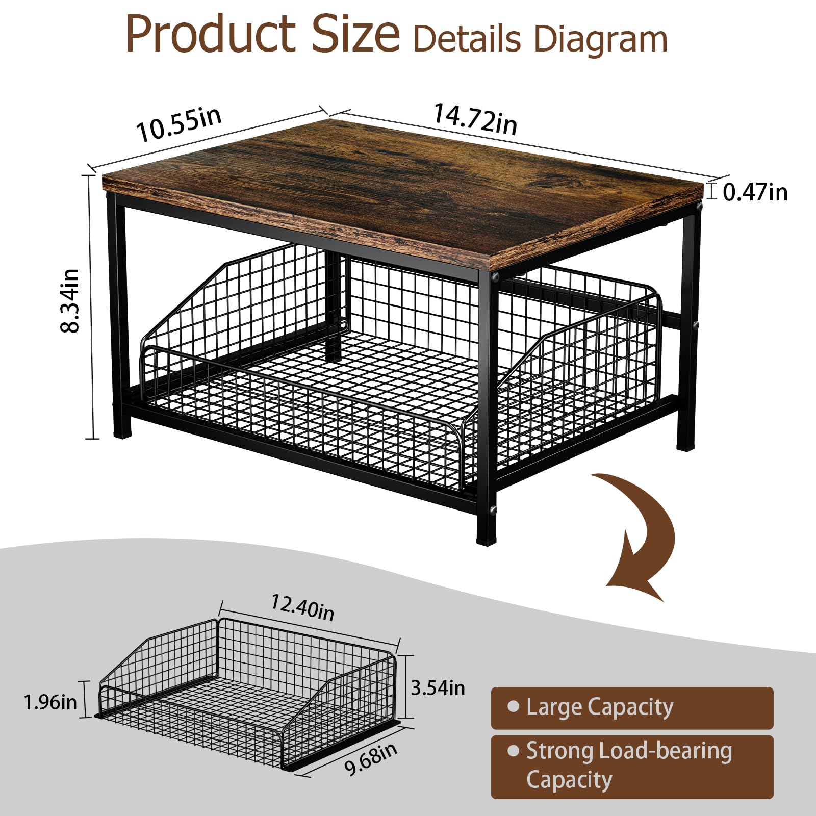KLM detailed shot of wire mesh basket showing ventilation and easy visibility benefit