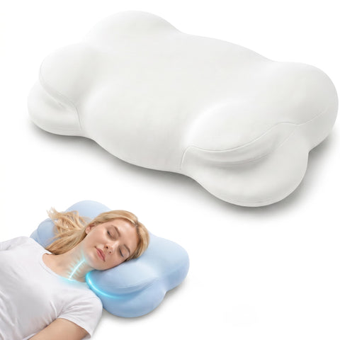 KLXXUJK front view of Cloud Align pillow showing packaging and shape, clear support