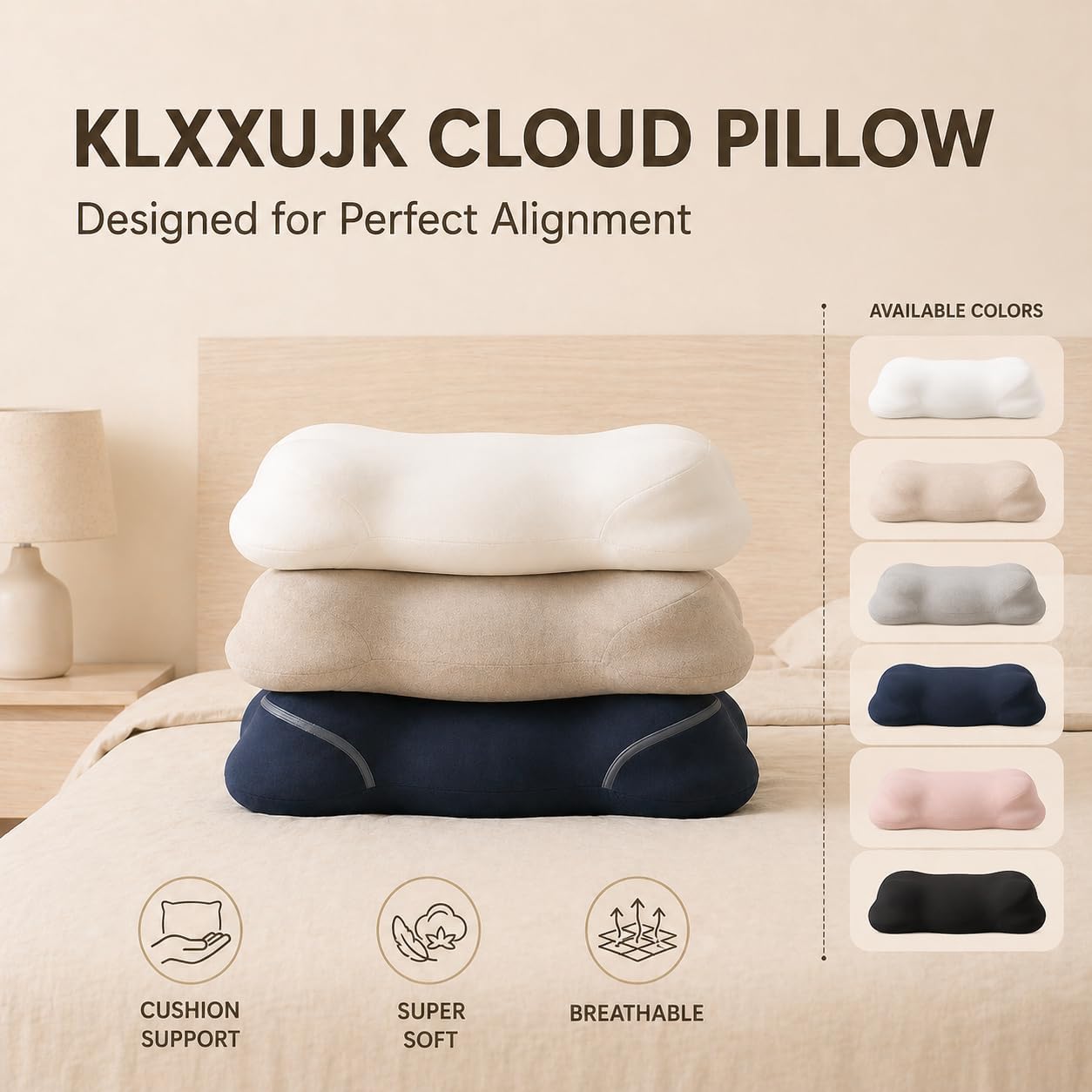 KLXXUJK lifestyle bedroom scene with pillow in use, promotes restful sleep