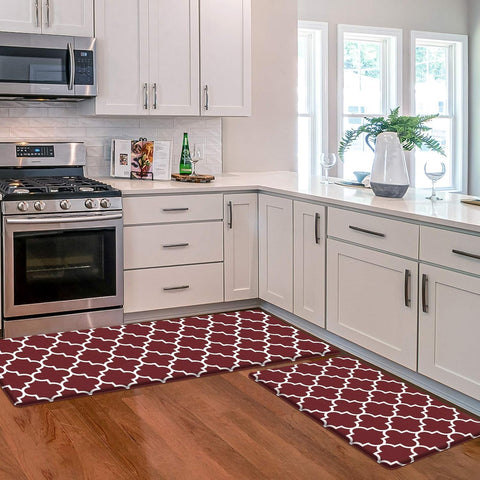 KMAT front view of two cushioned kitchen mats showing full sizes and layout benefit