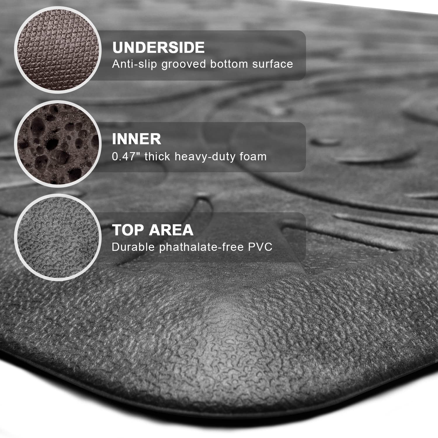 KMAT underside non-slip backing visible to show stable floor grip