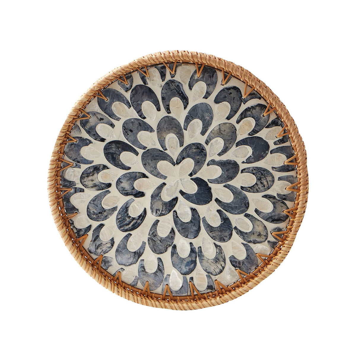 Kmelep rattan tray front view showing woven texture and elegant finish