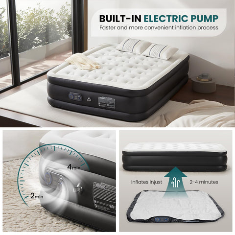 KMFurnila built-in pump panel with button for fast inflation and easy setup