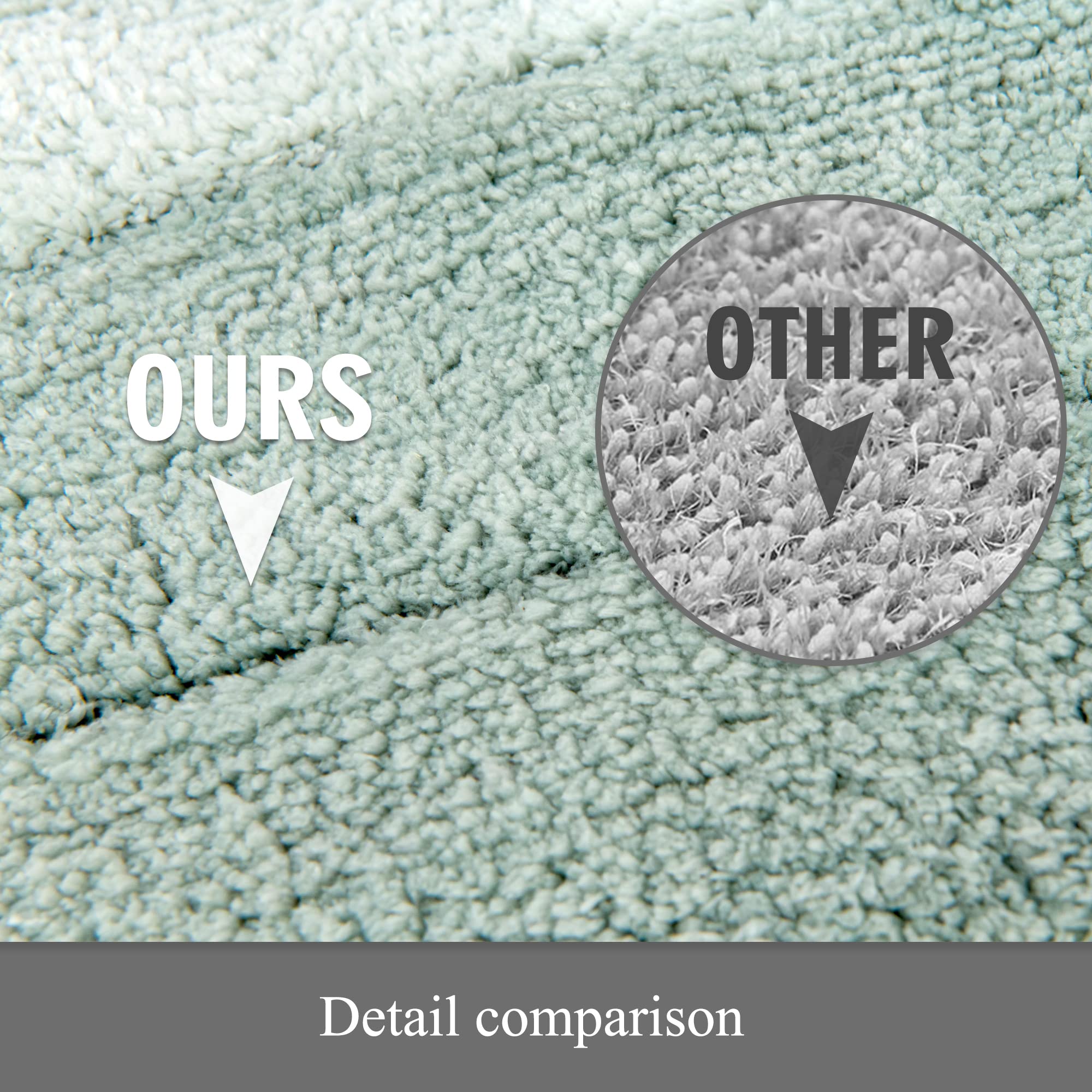 Kmson green ombre mats styled in a modern bathroom for coordinated decor