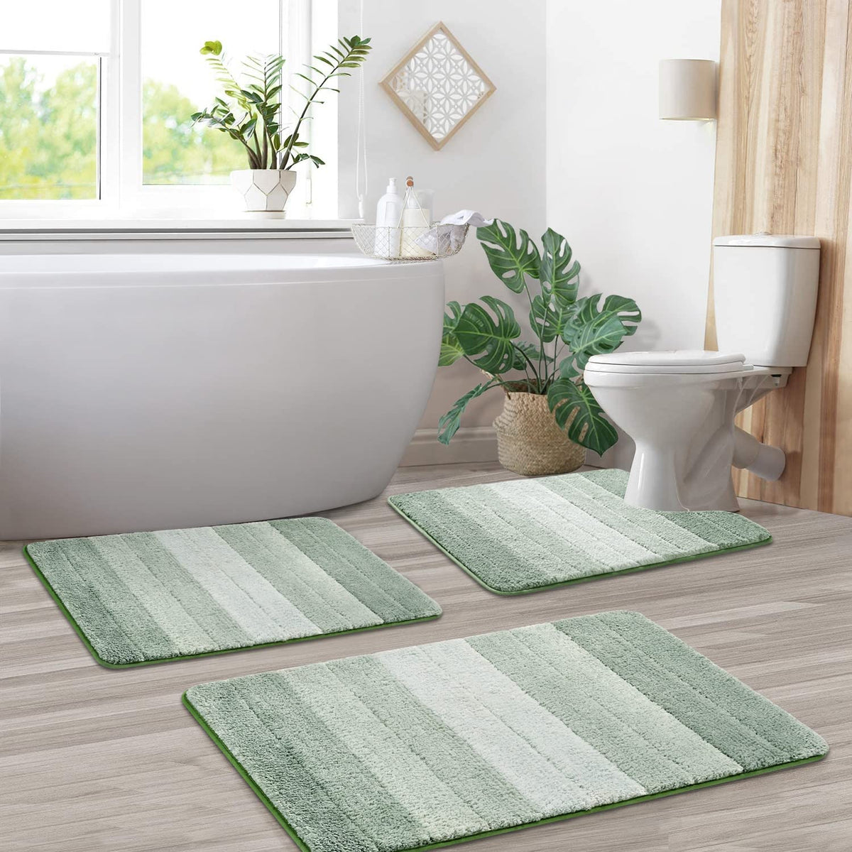 Kmson ombre bath mat front view showing full set and soft appeal