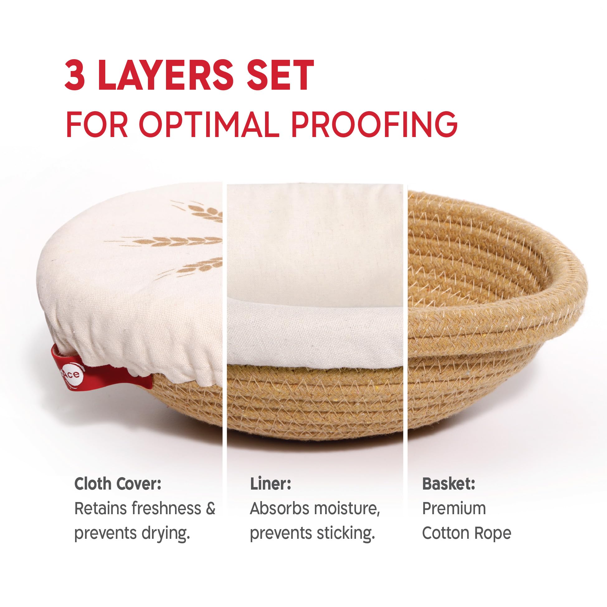 KneadAce banneton cotton rope closeup showing breathable texture that encourages crisp crust