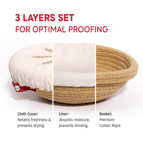 KneadAce banneton cotton rope closeup showing breathable texture that encourages crisp crust