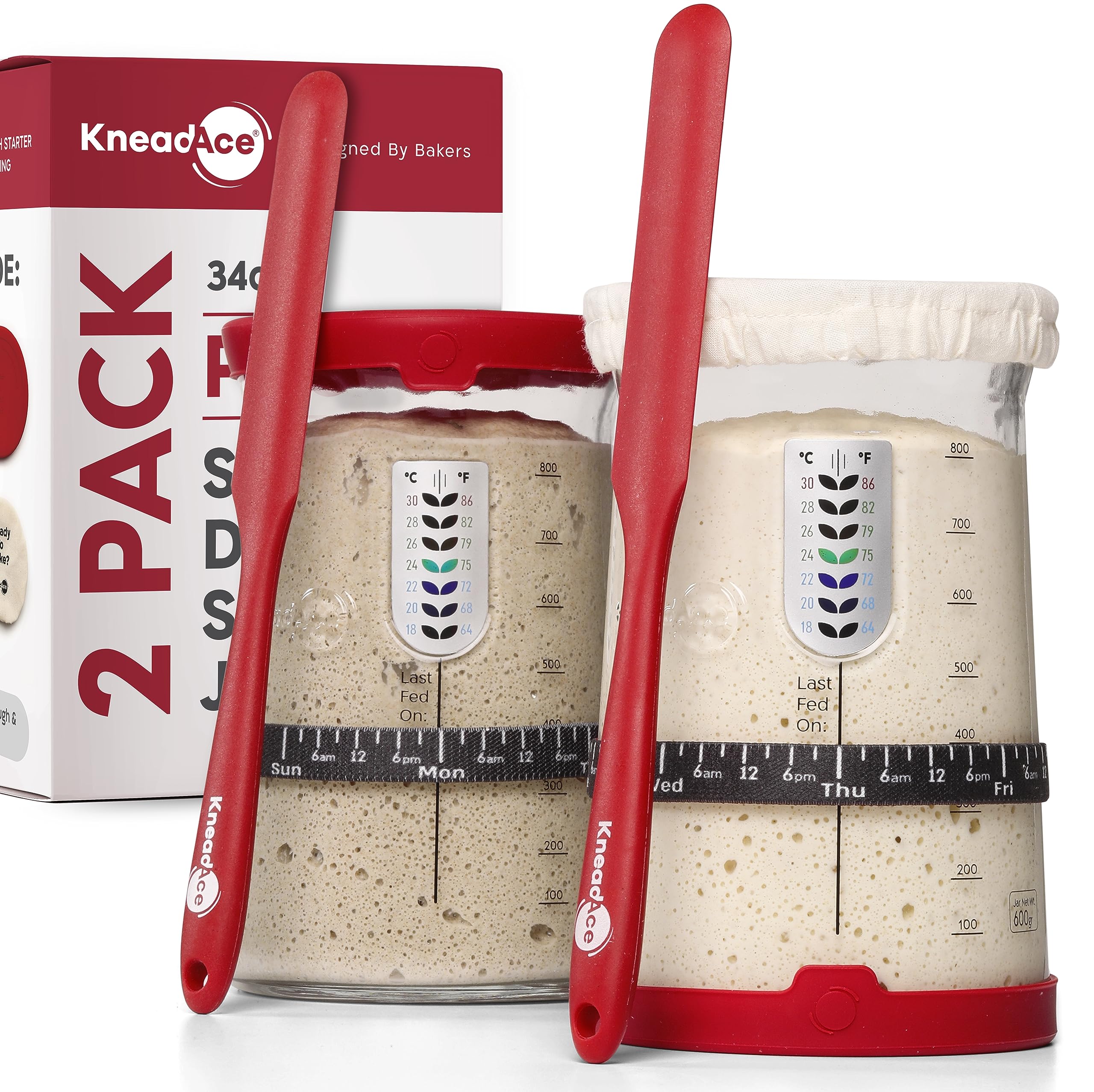 KNEADACE two 34oz glass jars front view showing complete kit benefits