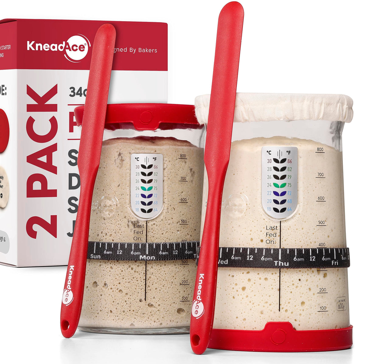 KNEADACE two 34oz glass jars front view showing complete kit benefits