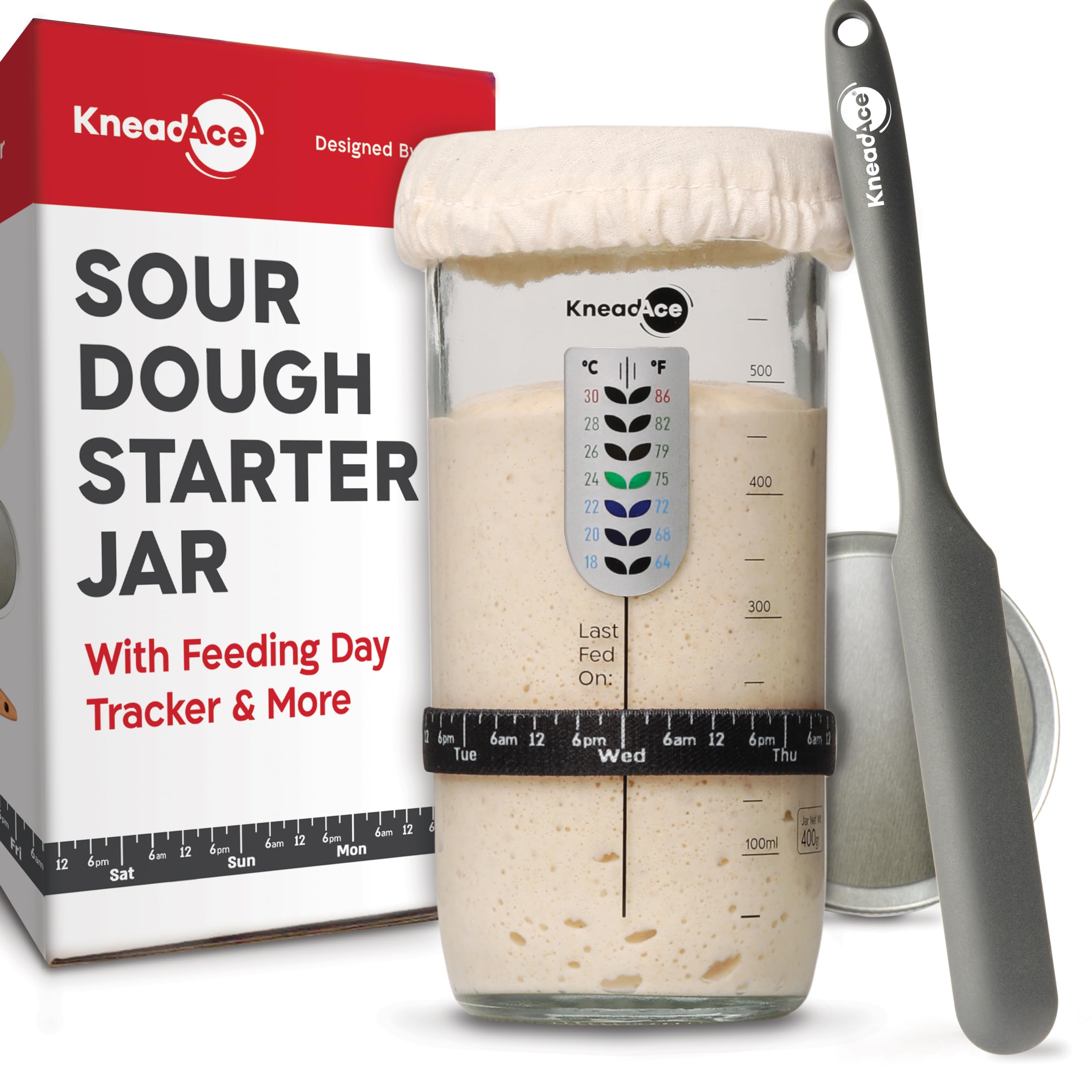 KNEADACE front view of complete starter jar kit showing components and benefits