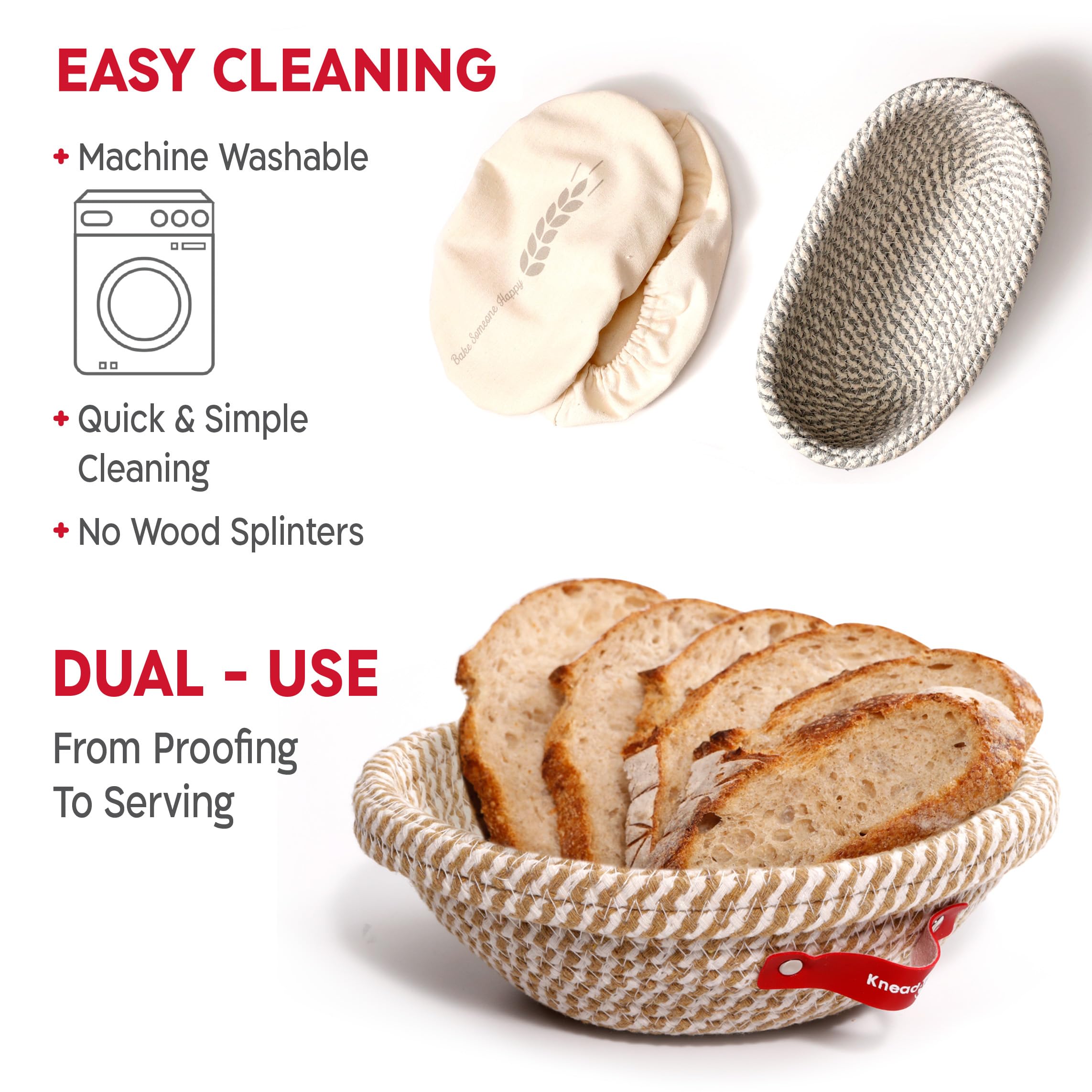 KneadAce round cotton rope banneton top showing breathable texture that prevents sticking