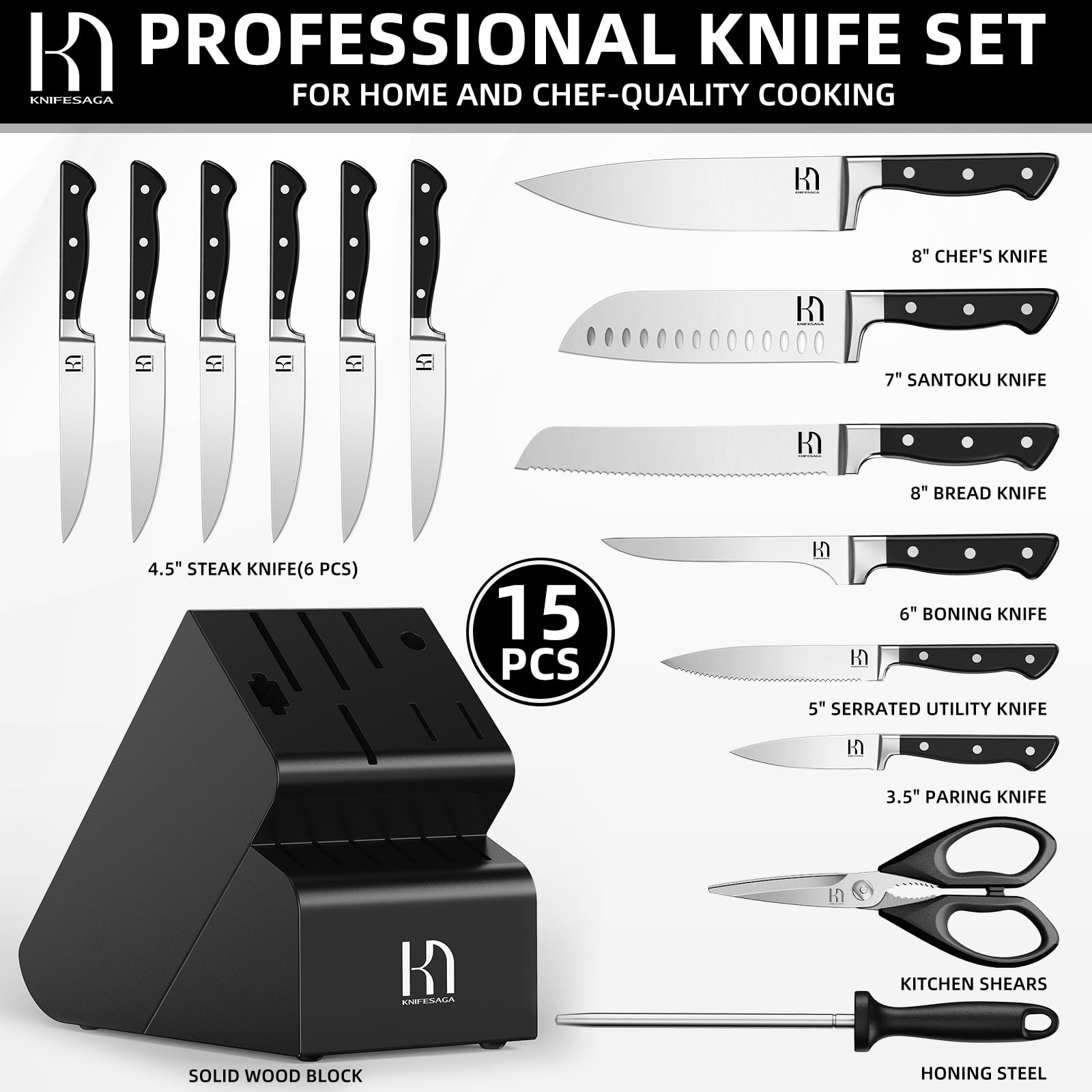 KnifeSaga full-tang handle close-up showing ergonomic grip for comfortable control