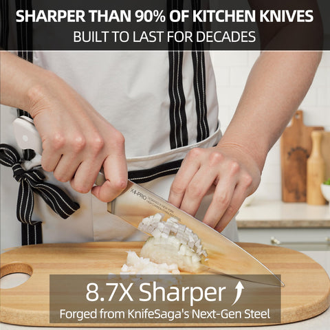 KnifeSaga ergonomic handle detail providing comfortable, non-slip grip for control