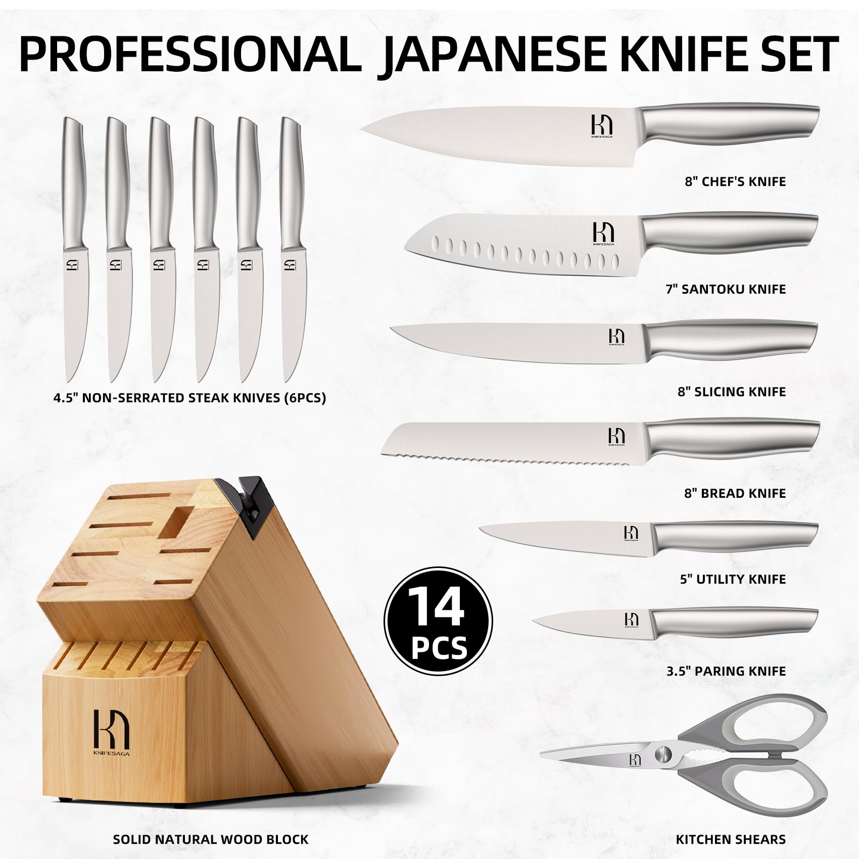 KnifeSaga kitchen shears with utility knife showing versatile prep tools