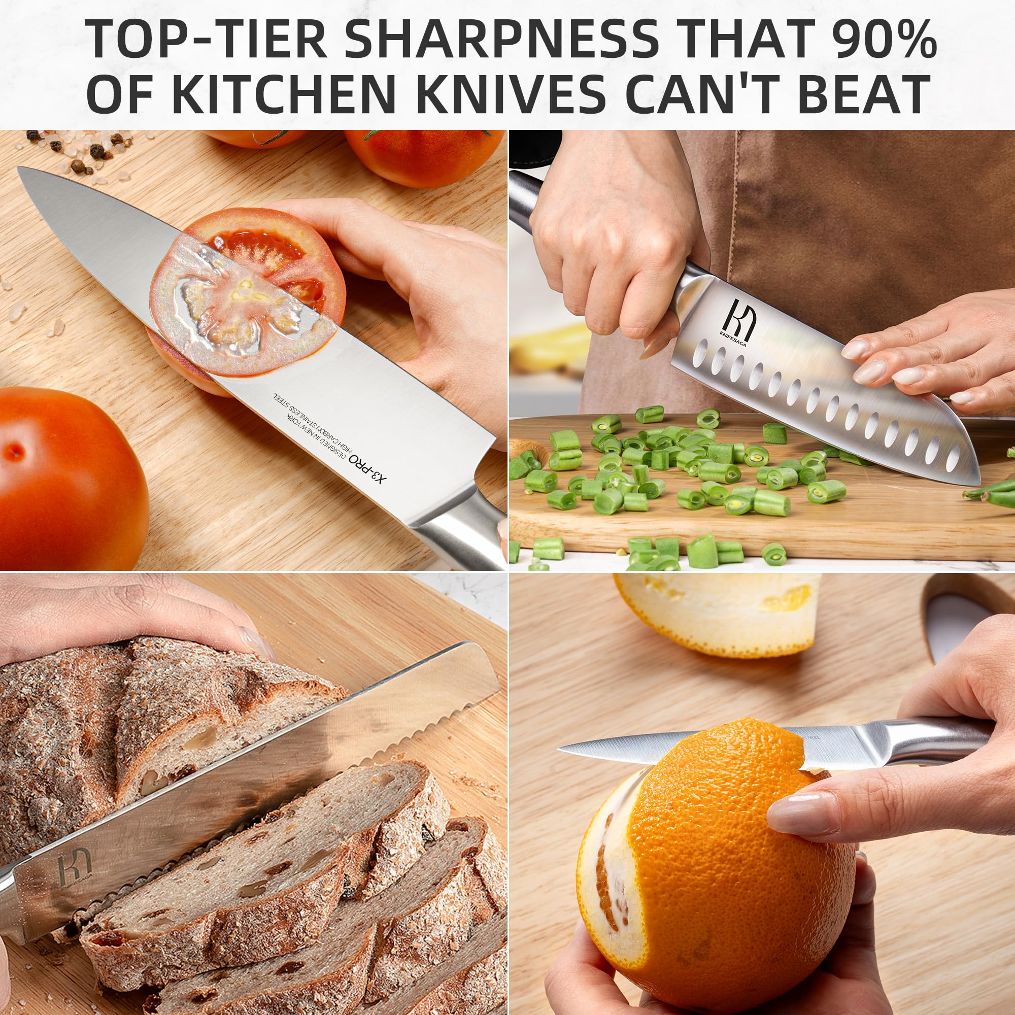 KnifeSaga built-in sharpener slot showing easy maintenance and fast touch-ups