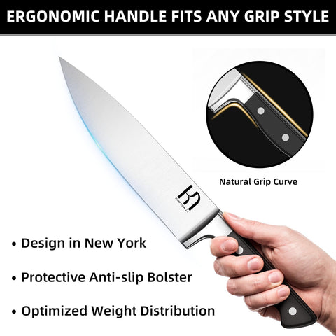 KnifeSaga six steak knives lined up for clean table presentation benefit