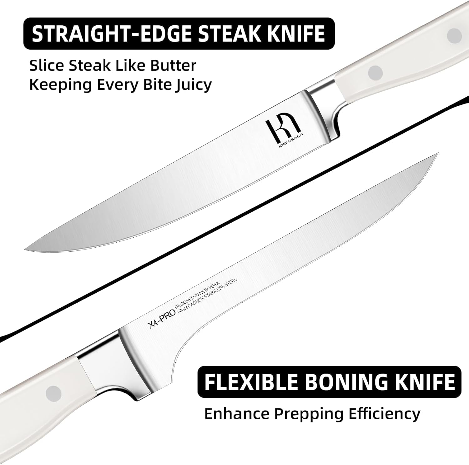 KnifeSaga solid wood block with non-slip base ensuring stable, safe countertop storage