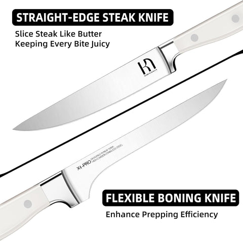 KnifeSaga solid wood block with non-slip base ensuring stable, safe countertop storage