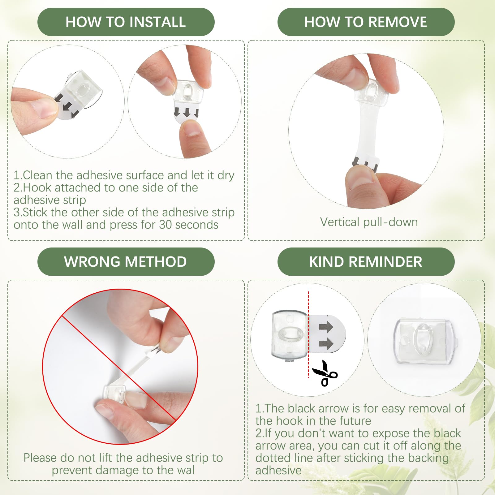 Knitgrip clear adhesive hooks and USB cable showing renter-friendly mounting