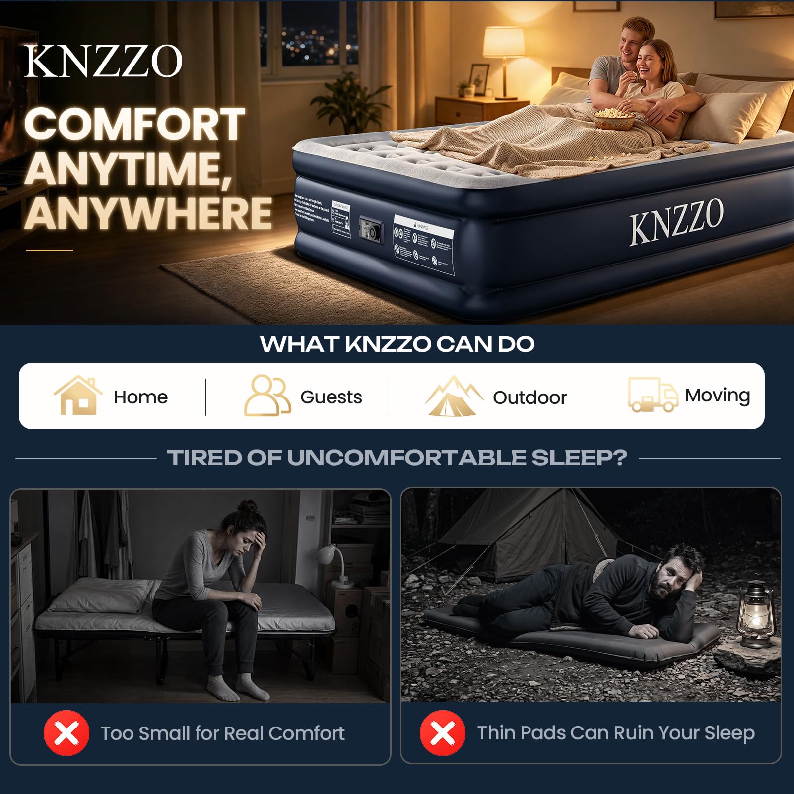 KNZZO folded mattress in carry bag for compact storage convenience
