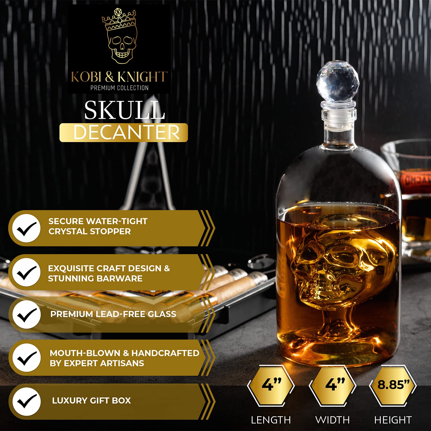 Kobi & Knight decanter pouring shows smooth pour and serving convenience