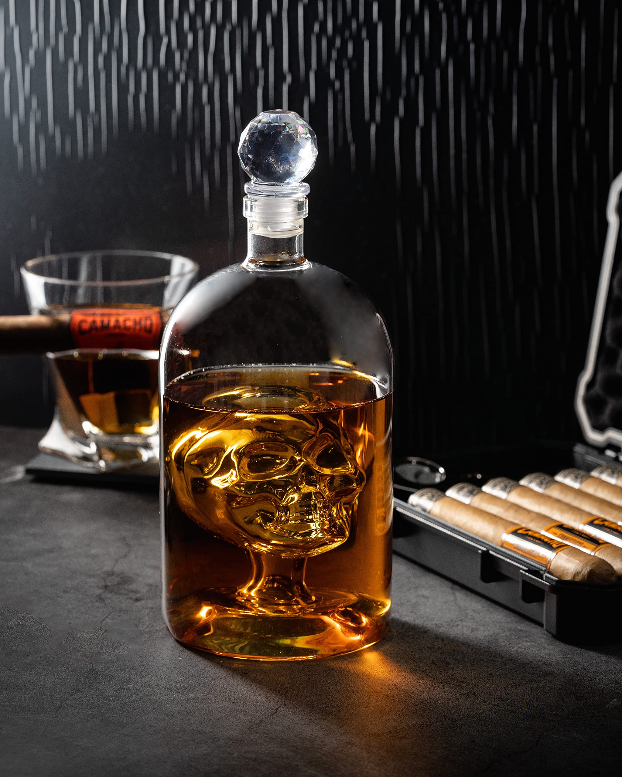 Kobi & Knight decanter on bar shelf shows decorative display appeal