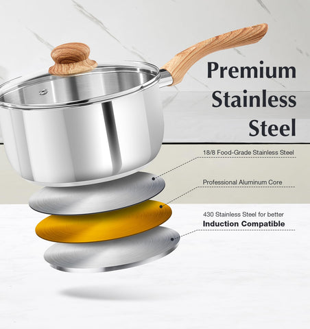 KOCH SYSTEME CS close-up tri-ply base that delivers fast, even heat for consistent cooking results