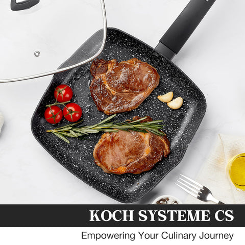 KOCH SYSTEME CS close-up of marble coating texture, demonstrates durable nonstick