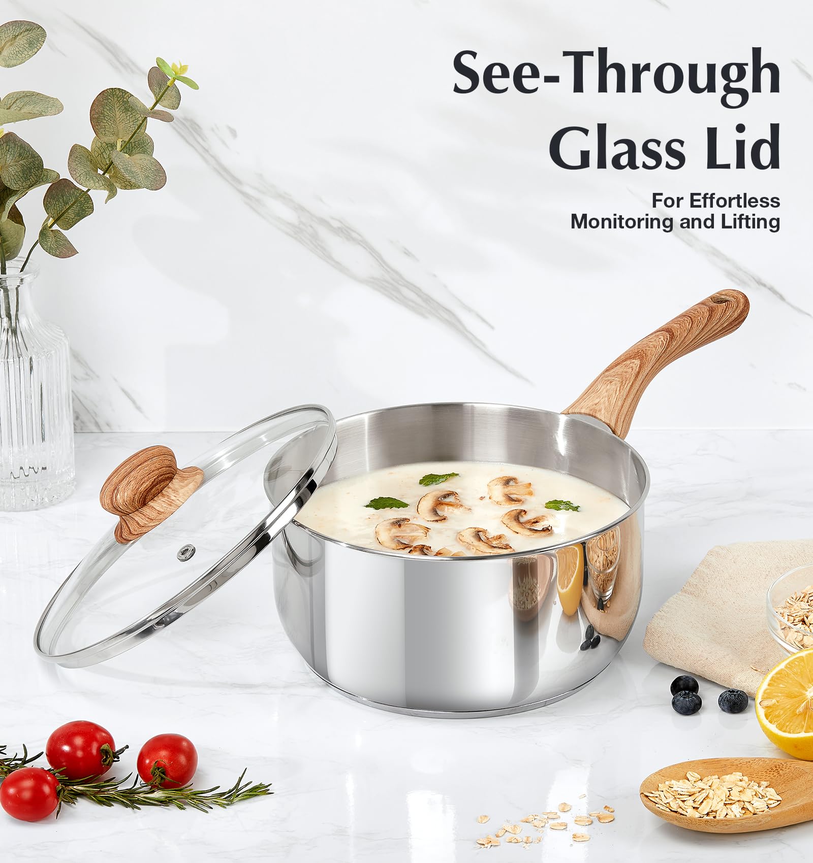 KOCH SYSTEME CS snug-fitting lid showing secure seal to lock in steam and flavors benefit