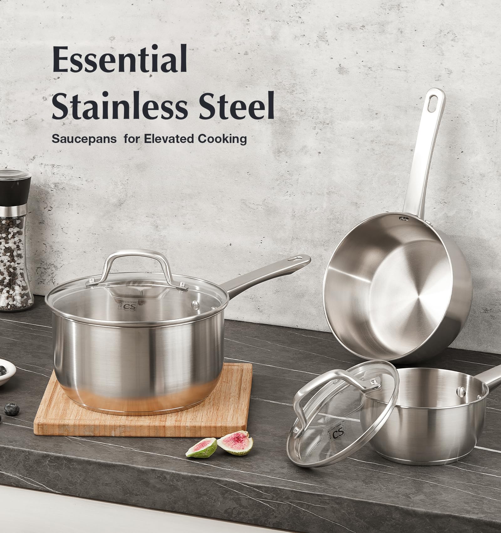KOCH SYSTEME CS brushed stainless texture close-up highlighting stain resistance and easy cleaning
