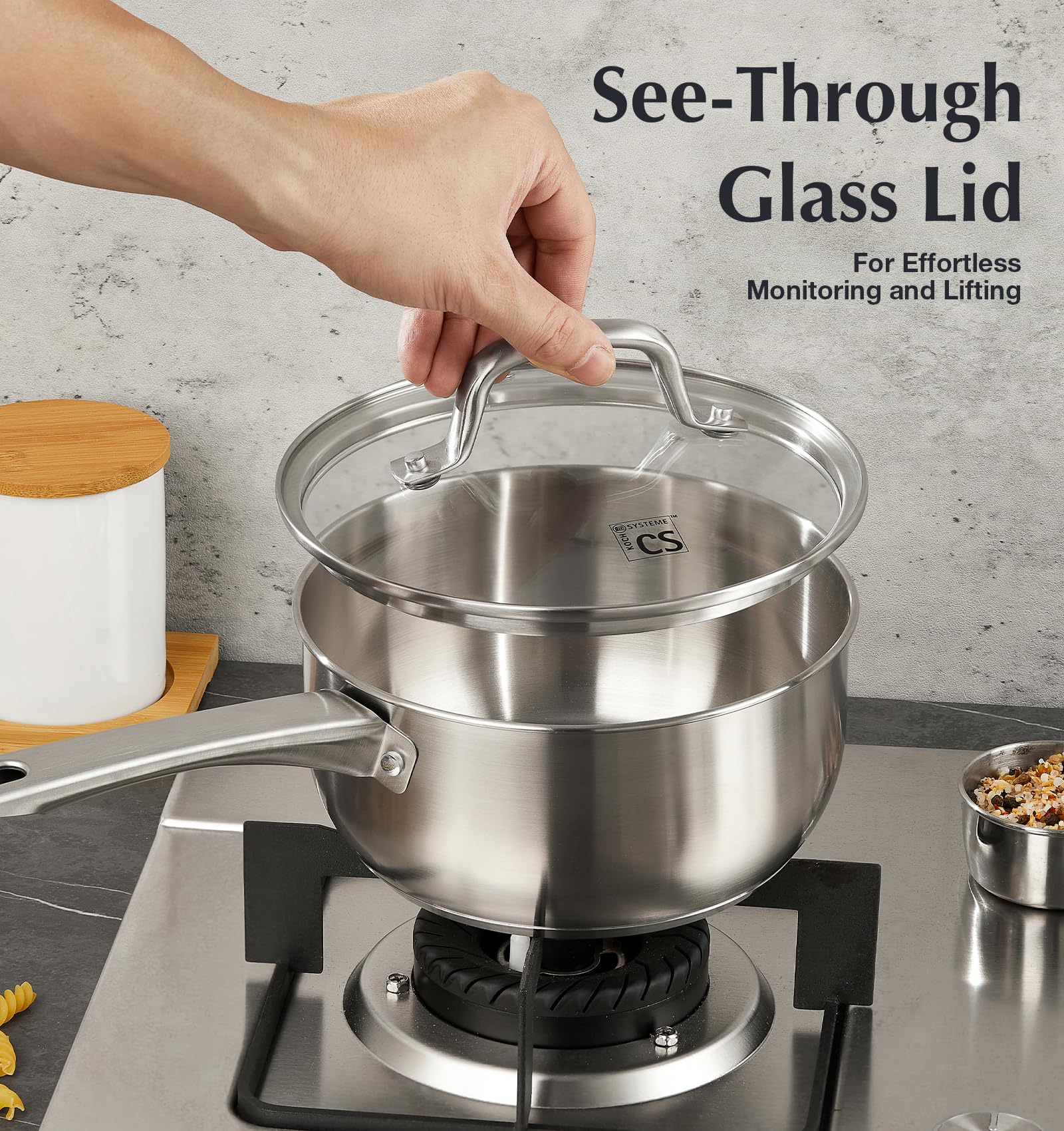KOCH SYSTEME CS saucepan simmering on stovetop showing cooking performance benefit