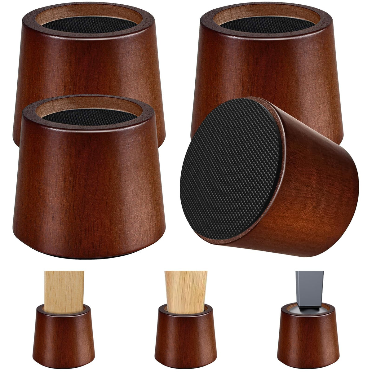 KOIKEY front view of four wooden risers showing pack and finish for storage benefit