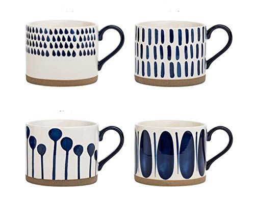 Koja front view of four colorful mugs showing design and gift appeal