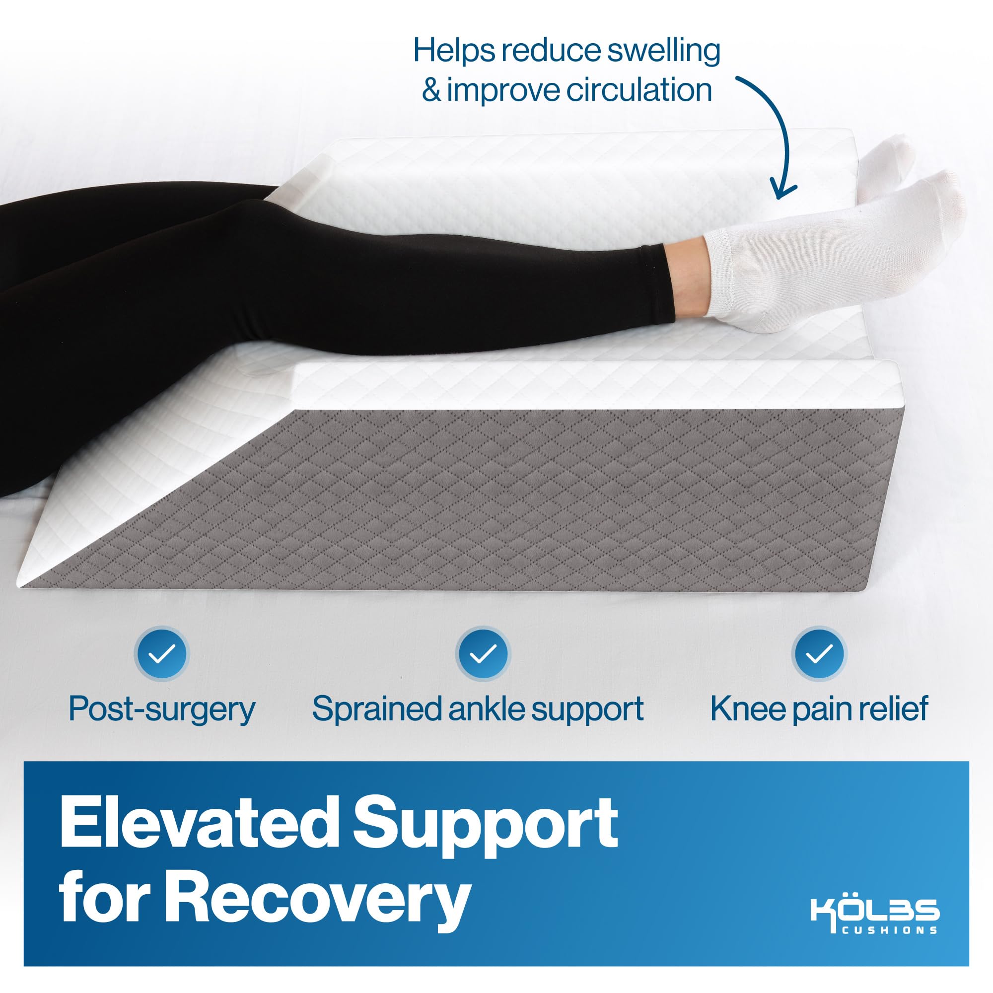 Kölbs pillow on bed in bedroom lifestyle scene for restful healing