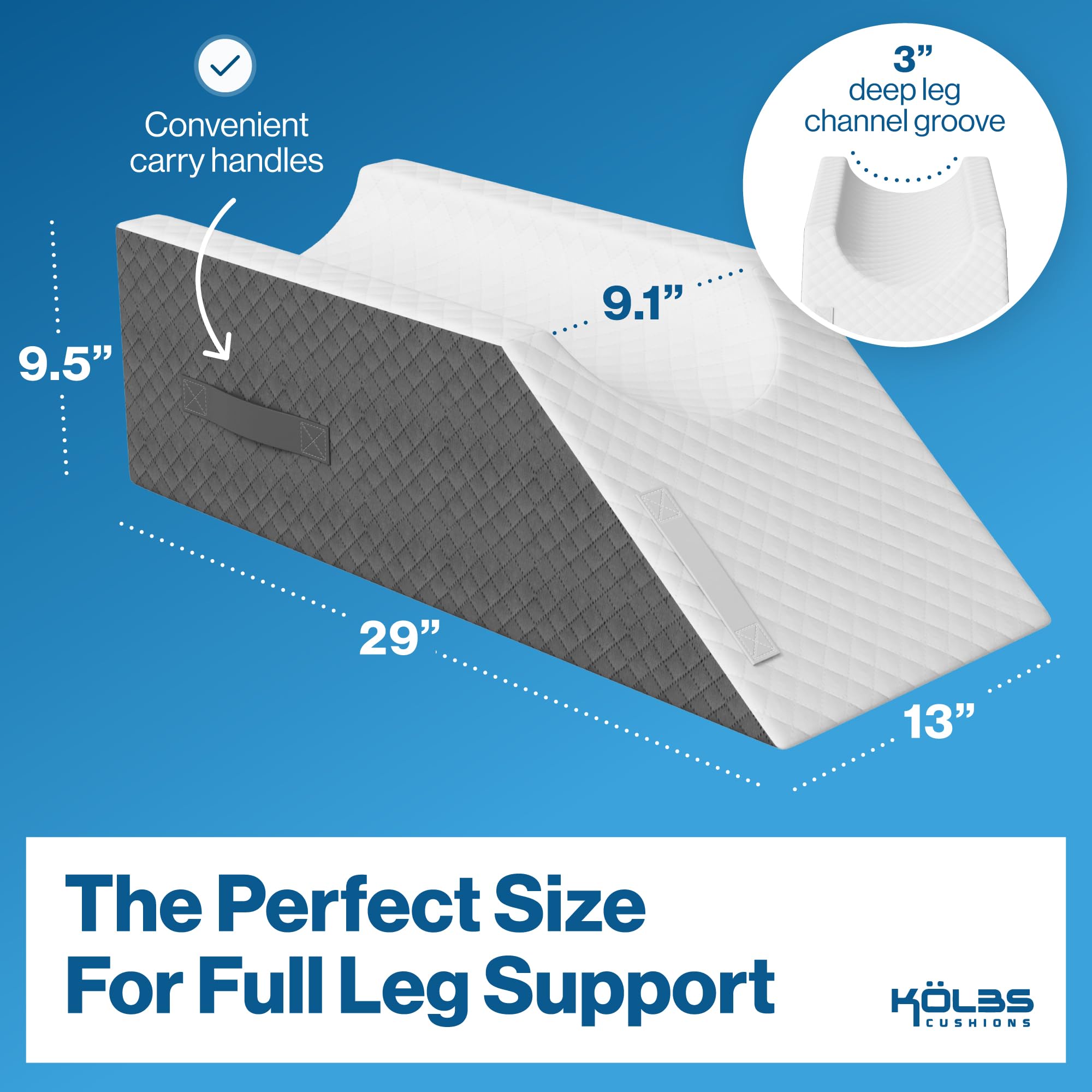Kölbs pillow size shown with ruler for scale and placement guidance