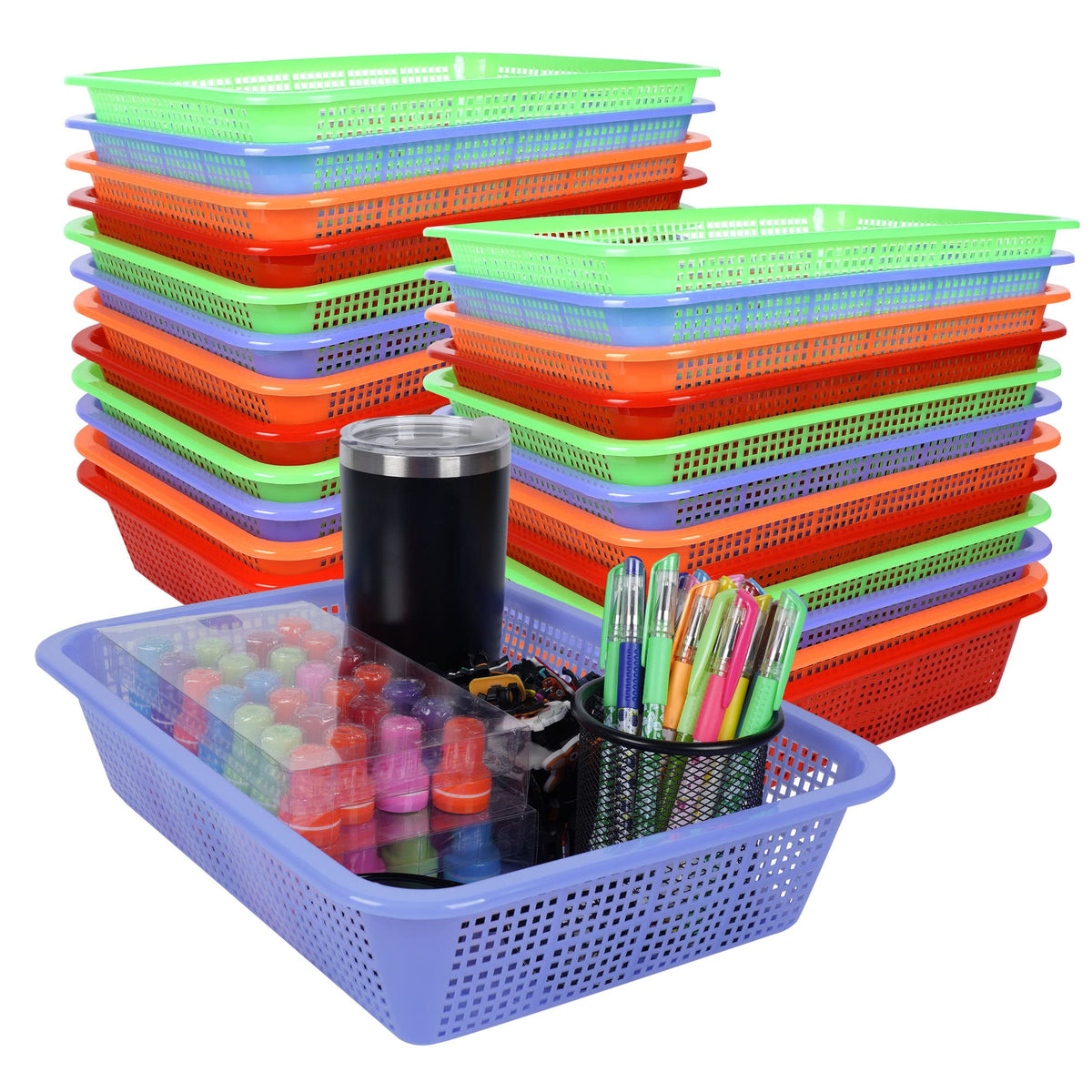 Kolewo4ever front view of 24-pack baskets shows organized storage benefit