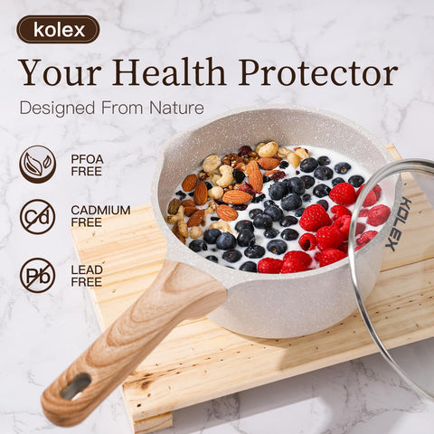KOLEX close-up of granite nonstick interior highlighting food release and easy cleaning