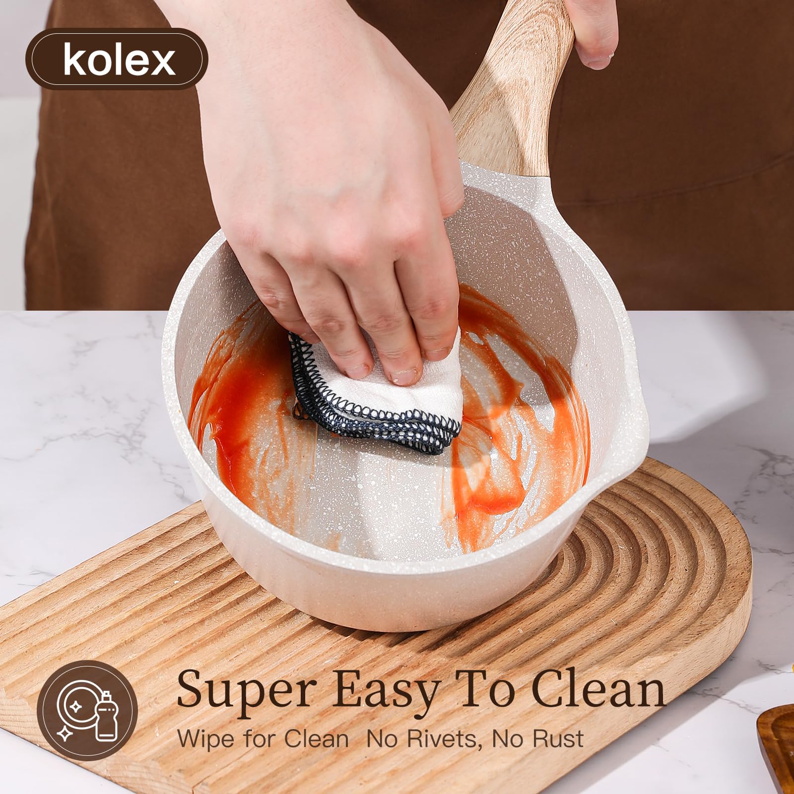 KOLEX tempered glass lid detail showing visibility and better cooking control