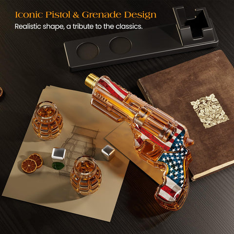 Kollea decanter displayed on black wooden stand for stable presentation
