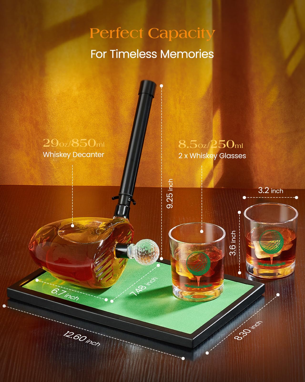 Kollea glass with golf ball print showing clear motif and enhanced presentation