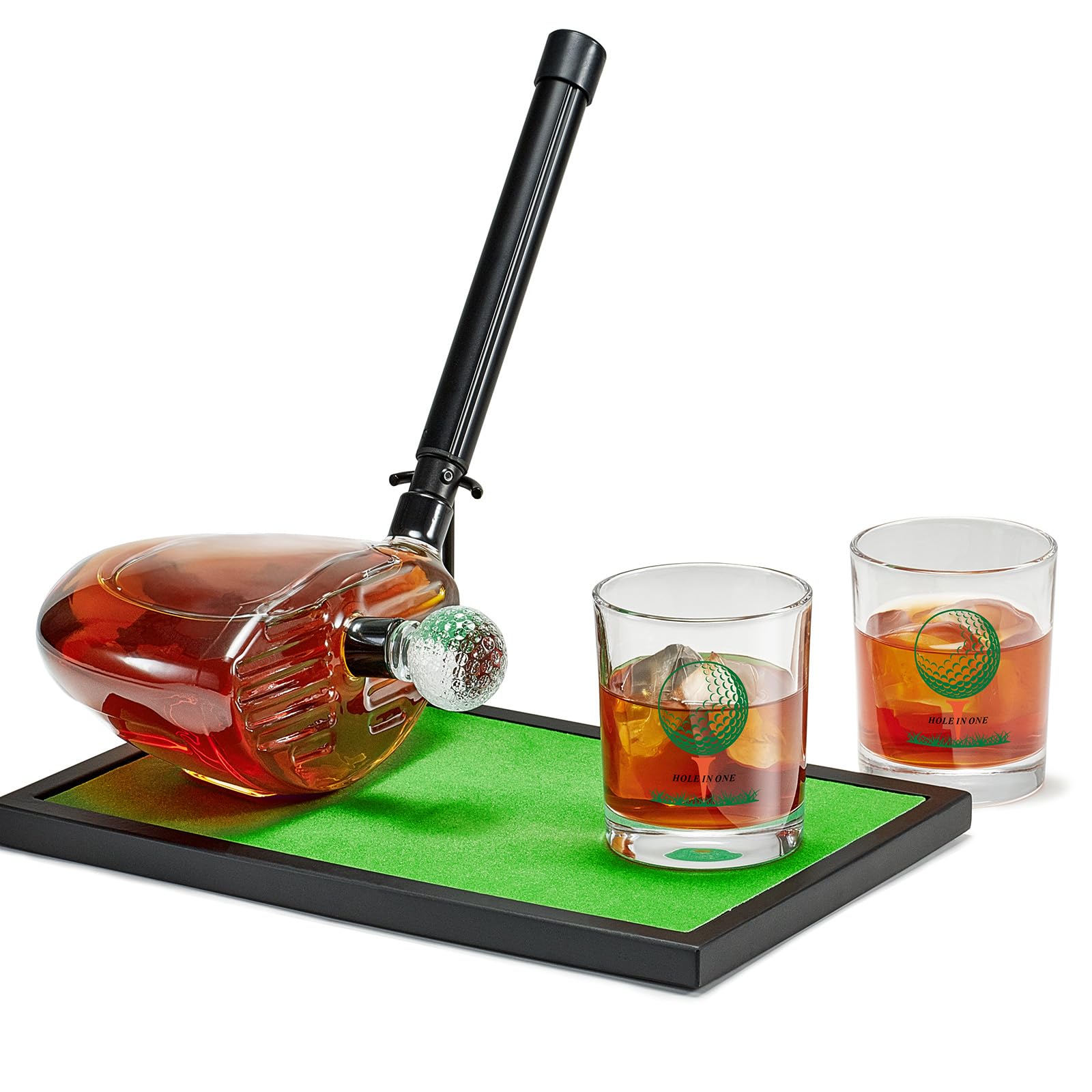 Kollea front view of golf club decanter showing elegant shape and display benefit