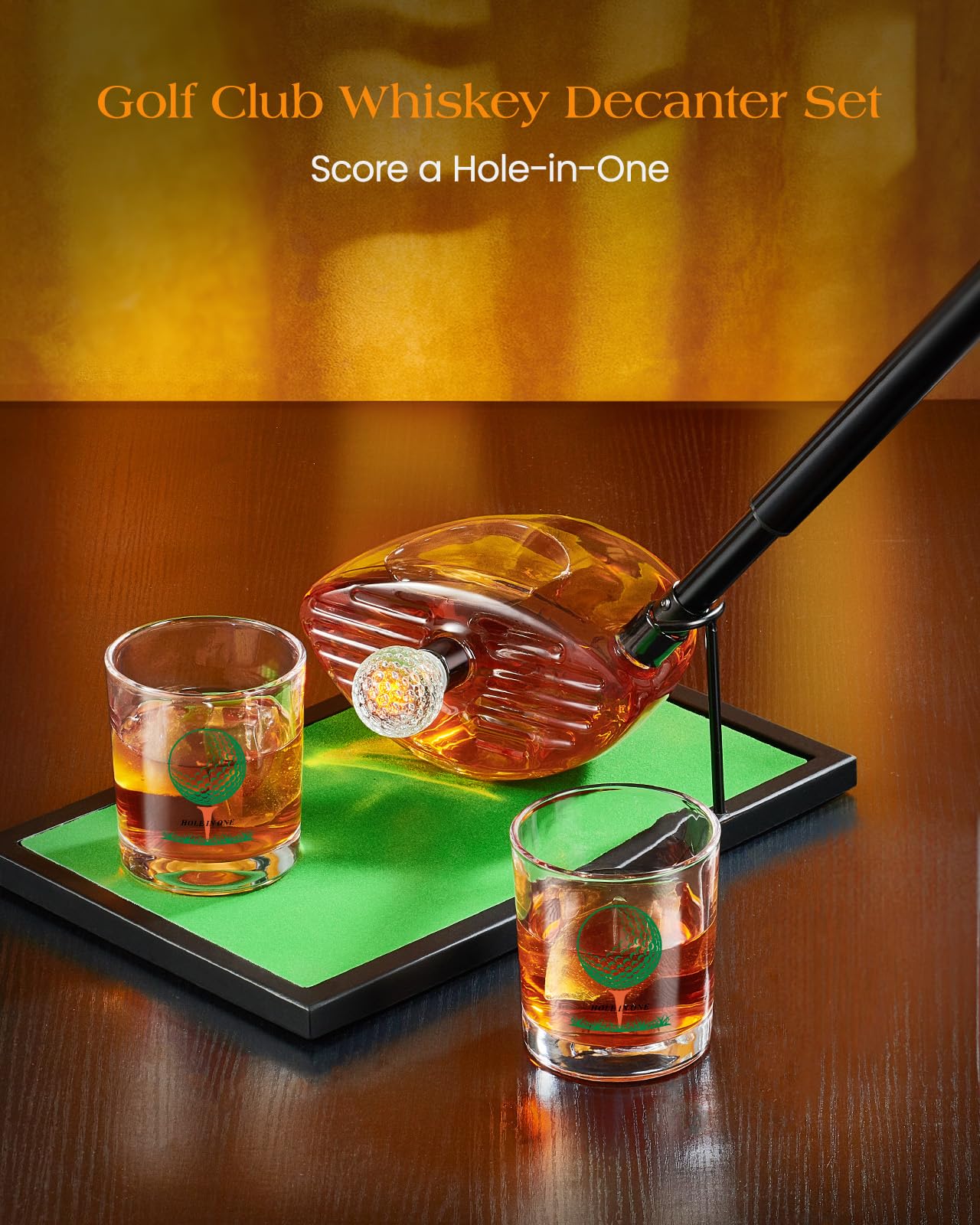 Kollea detail of mini golf-course base providing stable themed display for decanter