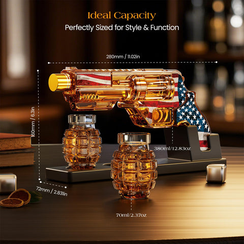 Kollea grenade-shaped shot glasses paired together for precise pours