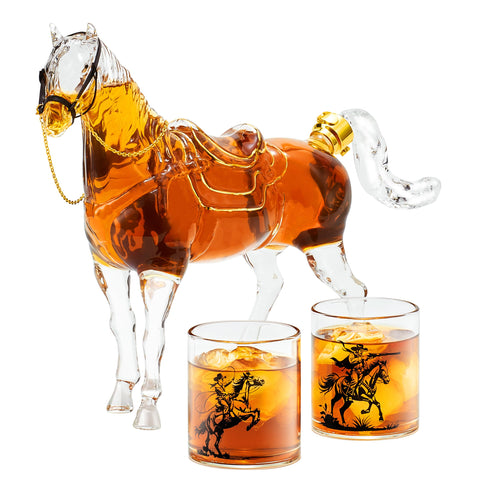 Kollea front view of horse whiskey decanter showing classic silhouette and capacity benefit