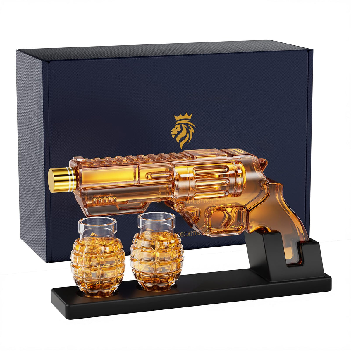 Kollea pistol decanter front view showing bold design and display impact
