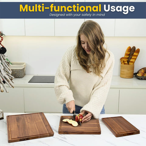 KOLWOVEN medium board juice groove containing drips to protect counters