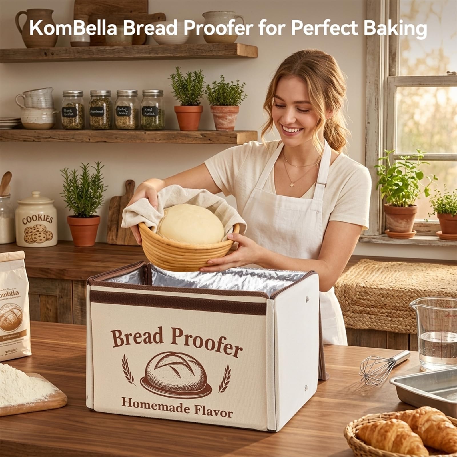 KOMBELLA close-up through acrylic window showing dough rise for easy monitoring